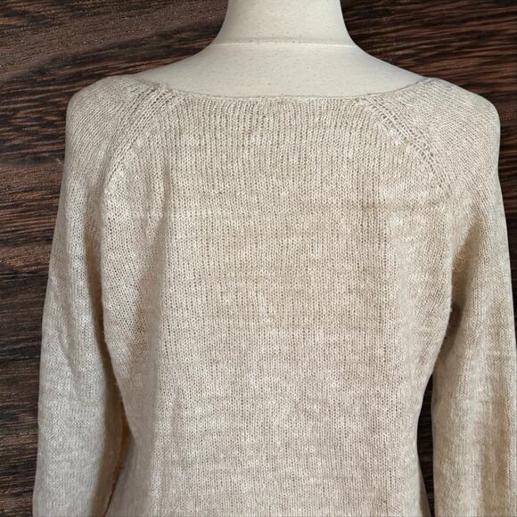 Free People PONY RIDE Blue Cloud Horse Pullover Sweater Sz L Womens Linen Wool + - Picture 4 of 7